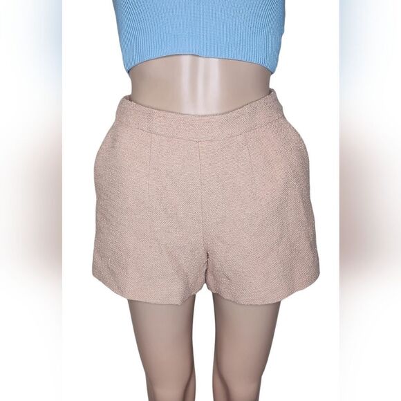 NWT L'agence Ashton women's beige tweed preppy cotton summer shorts Size 2